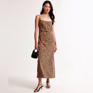 Abercrombie Julia Slip Maxi Dress Leopard Print M NWT Adjustable Straps
